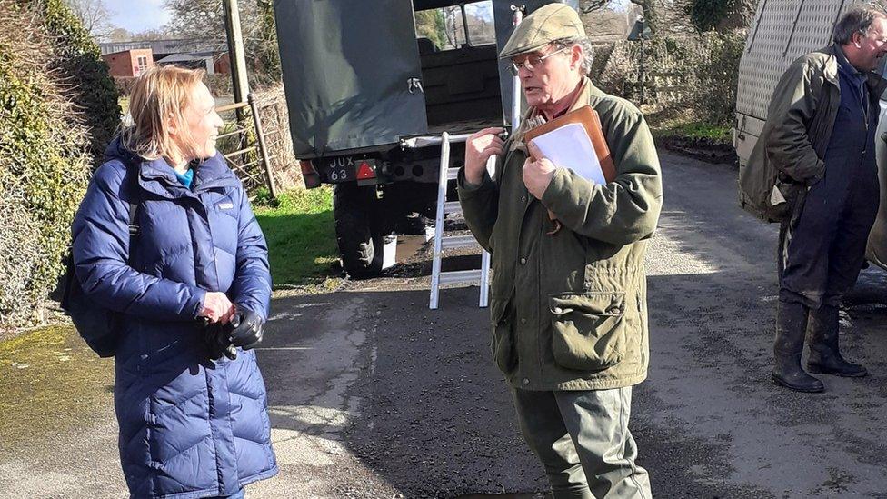 Shropshire MP Helen Morgan with a Pentre resident