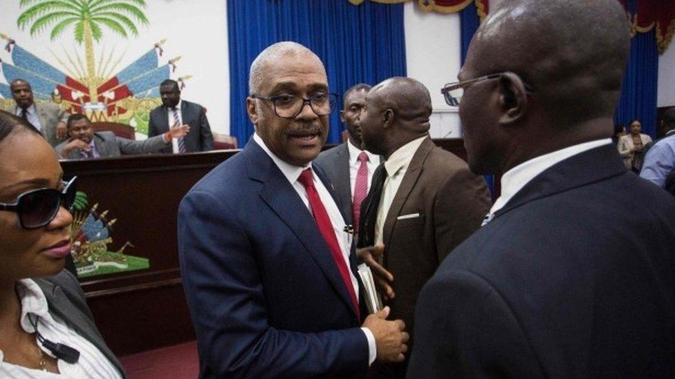 Haitian Prime Minister Jack Guy Lafontant during his speech to the deputies in Port au Prince, Haiti, July 14, 2018.