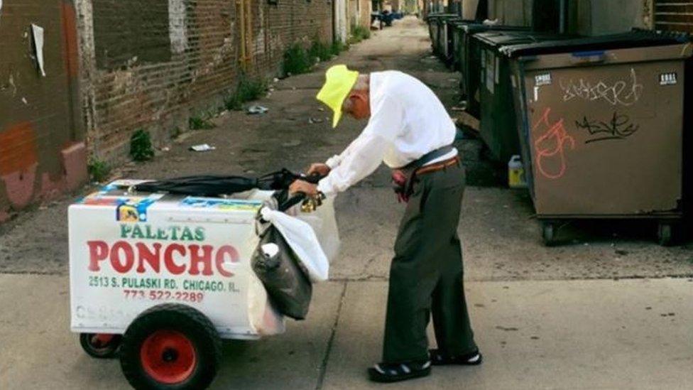 Mr Sanchez outfits his cart with clanging bells, drawing more attention to his business