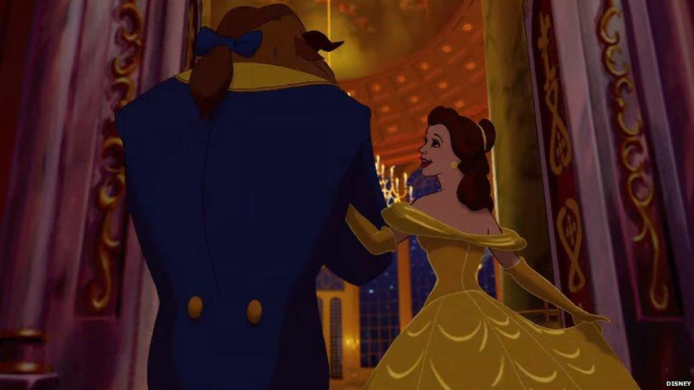 A still from the Disney animation of Beauty and the Beast