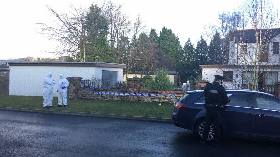 Police and forensic officers at Aughnacloy house