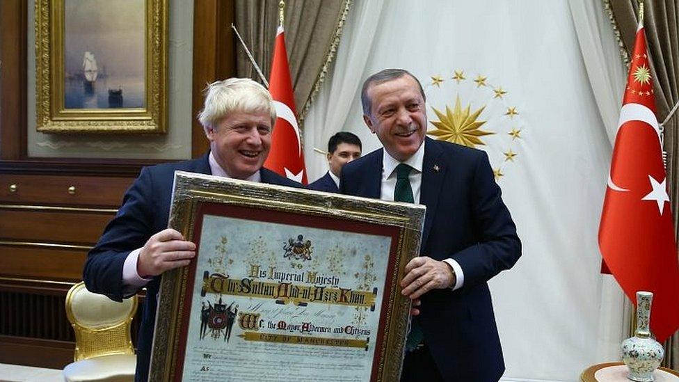 Boris Johnson with President Recep Tayyip Erdogan in September in Ankara