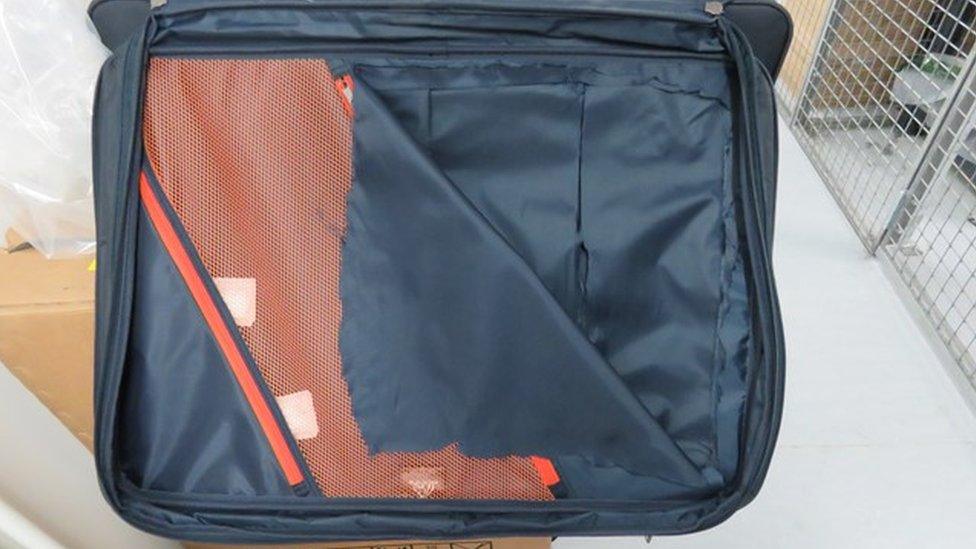 Drugs concealed in suitcase