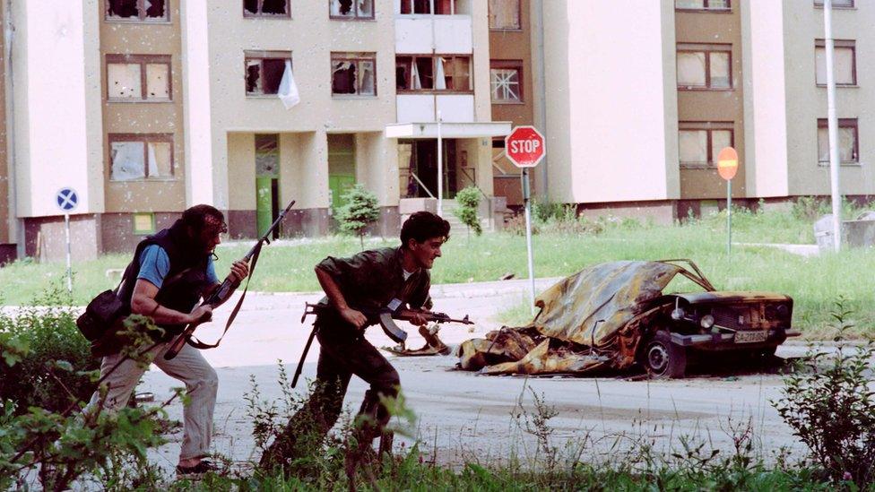 Bosniak soldiers in Sarajevo, July 1992