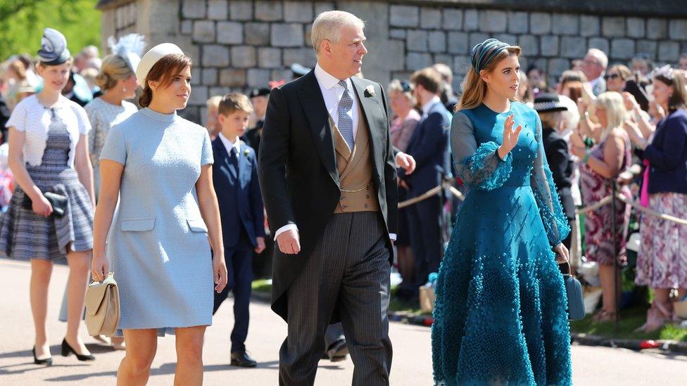 Princesses Eugenie and Beatrice with their father the Duke of York