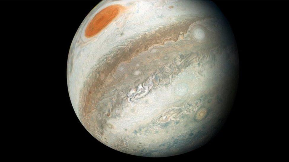 Jupiter's Great Red Spot can be seen clearly in this picture taken by NASA's Juno spacecraft