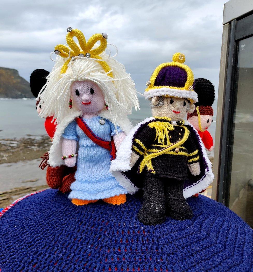 A woolly Charles and Camilla near the beach at Gardenstown, Aberdeenshire