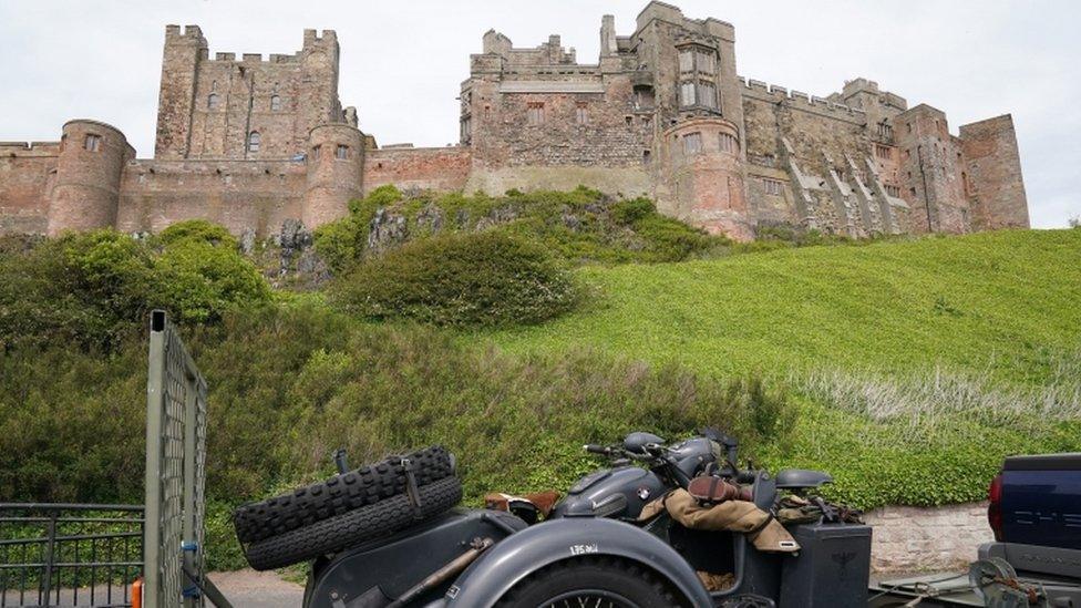 Indiana Jones' motorbike at Bamburgh Castle in Northumberland