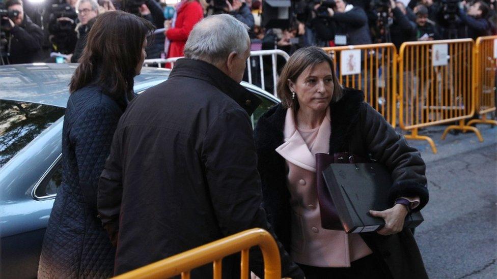 Former speaker of Catalonia's sacked parliament Carme Forcadell arrives at the Supreme Court in Madrid on 9 November 2017