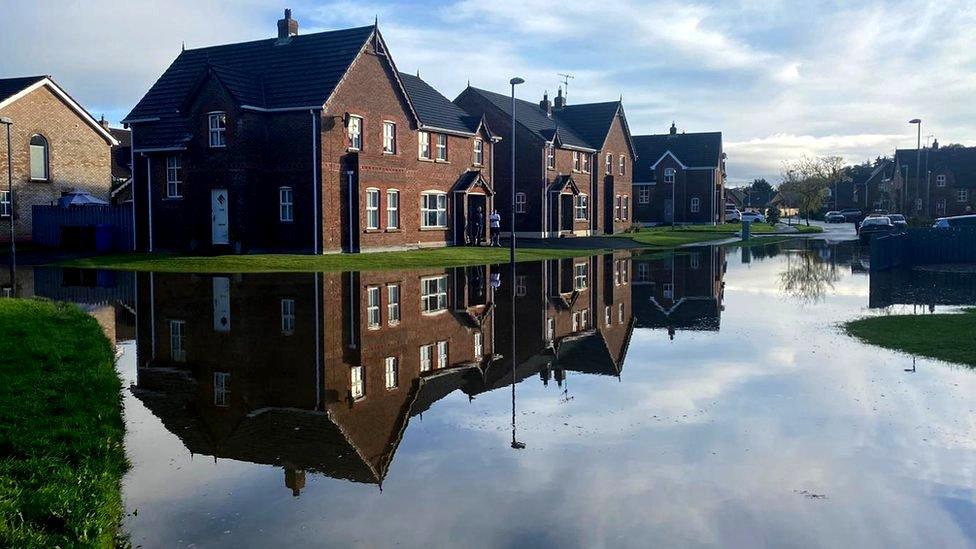 Floodwater on the street at Ivy Mead in Londonderry