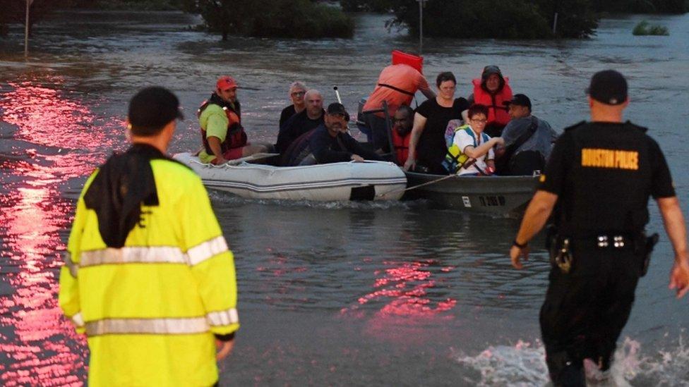 People are rescued in Houston, Texas on 27 August