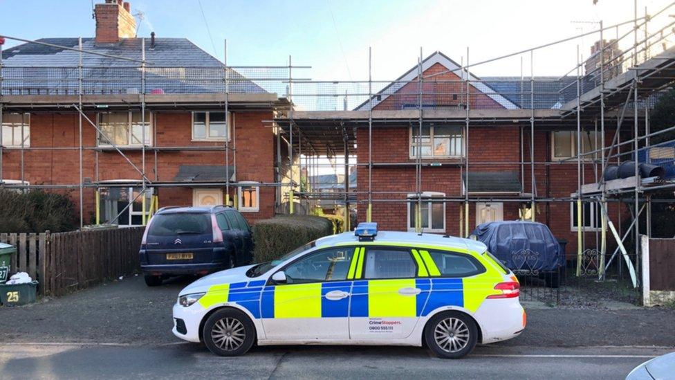 the street in Ruabon where the body was found in a house fire