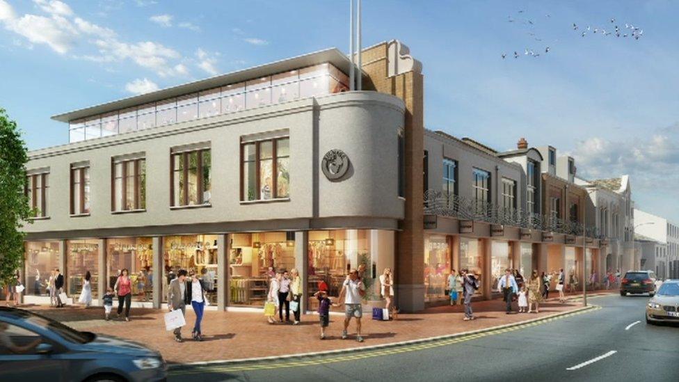 Artist's impression of the outside of the shopping centre extension