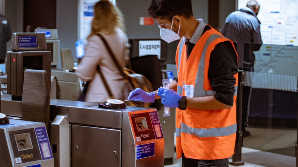 Scientist taking samples from the London underground network