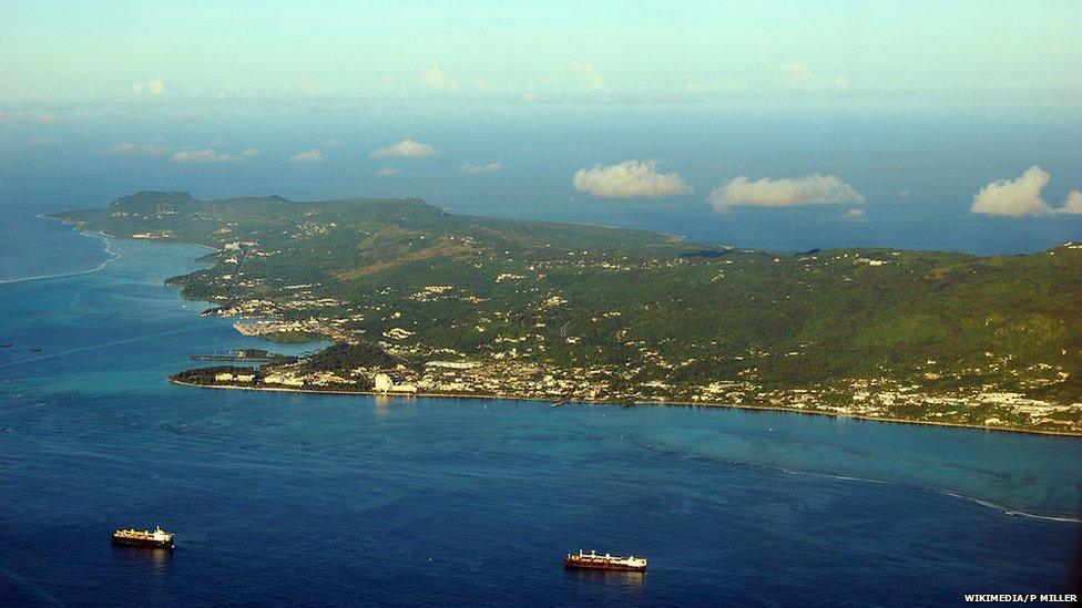 An aerial view of Saipan