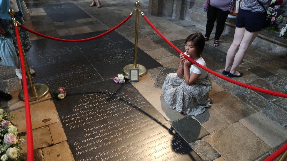 Jane Austen's grave at Winchester Cathedral