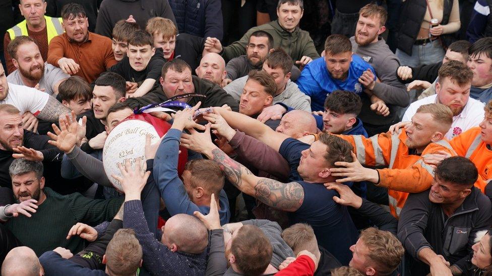 Players at the Atherstone Ball Game 2023