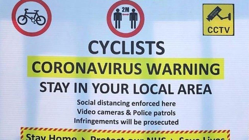 Sign in Little Bollington telling cyclists to stay away