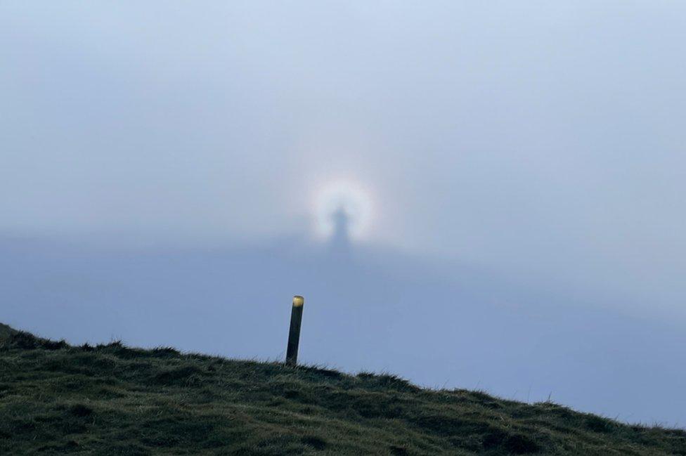 Brocken spectre seen from Lord's Seat in Hope Valley