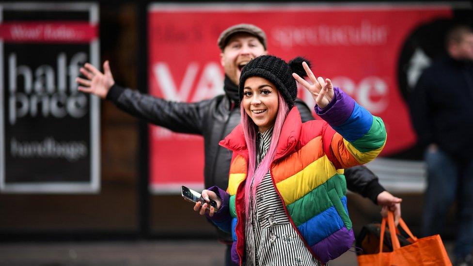 NOVEMBER 23: A shop front displays its Black Friday sales posters in Buchanan Street on November 23, 2018 in Glasgow, Scotland. Crowds of shoppers are out looking for bargains during the pre Christmas sale extravaganza that is Black Friday.