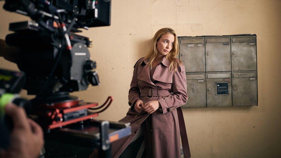 Jodie Comer filming Killing Eve