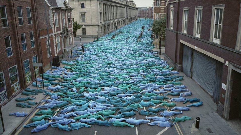 Spencer Tunick's Sea of Hull installation in the streets of Hull