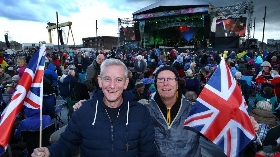 The event in Belfast was held at the Titanic Slipways in front of an audience of about 11,000 people