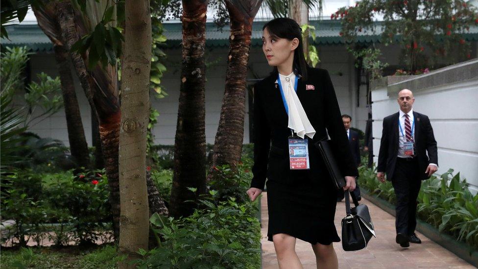 Kim Yo-jong looks on in the garden of the Metropole hotel during the Trump Kim talks, 28 February 2019