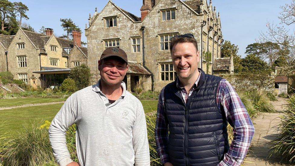 Head gardener Tom Coward and David Maxwell