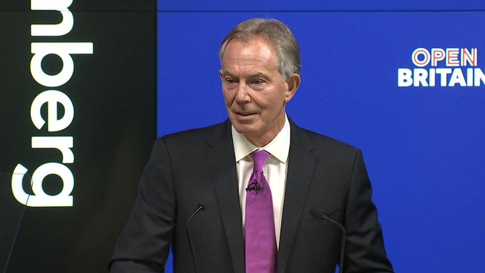 Tony Blair speaking in central London