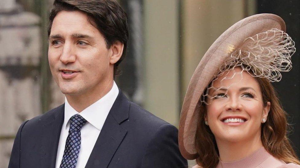 Canadian Prime minister Justin Trudeau and wife Sophie Trudeau arriving ahead of the coronation ceremony of King Charles III and Queen Camilla at Westminster Abbey, central London.