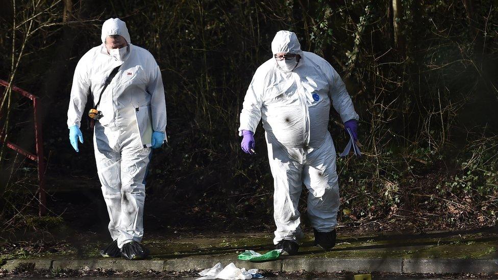 The forensic team arriving to examining the scene in Craigavon