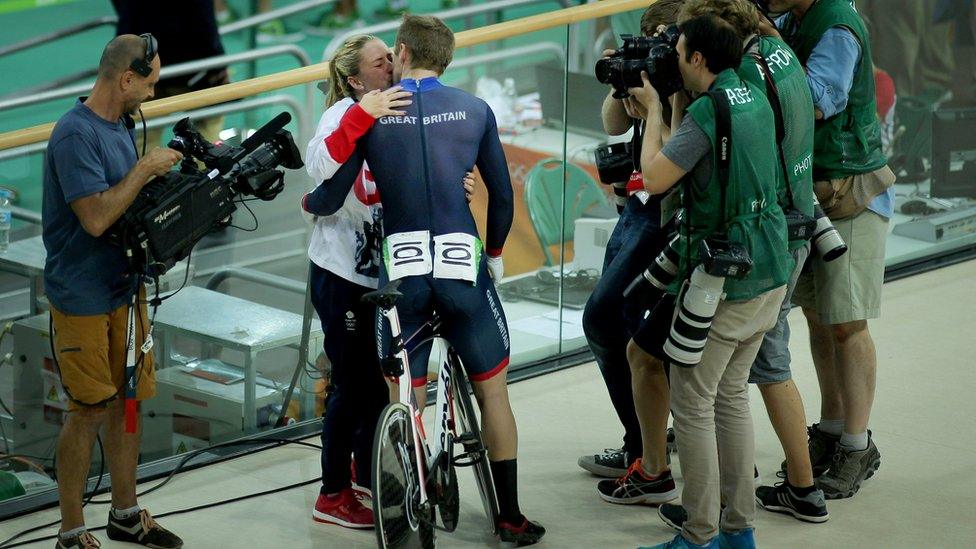 Jason Kenny and Laura Trott kiss