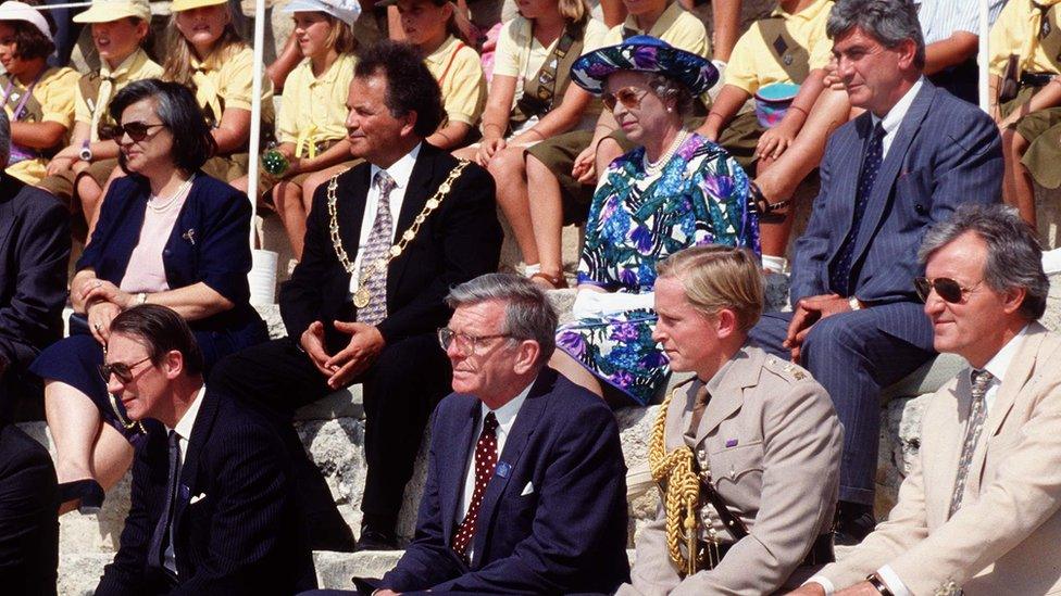 Charles Anson with the Queen in Cyprus