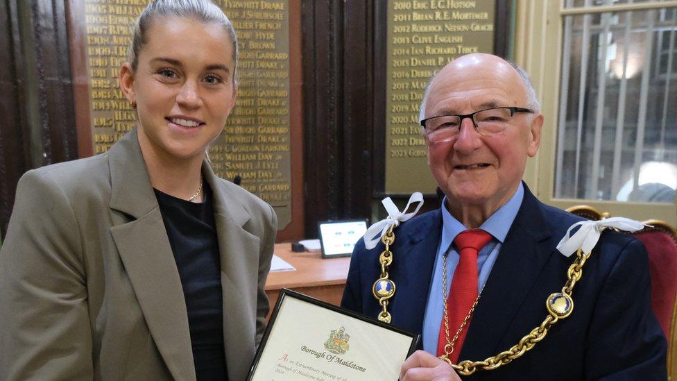 Alessia Russo receiving the freedom of Maidstone