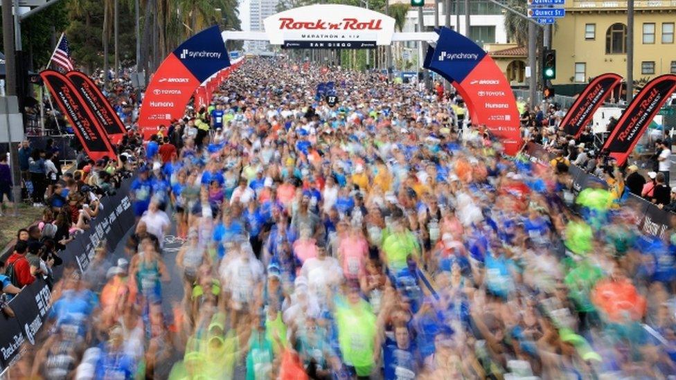 Competitors in the Rock 'n' Roll Marathon in San Diego