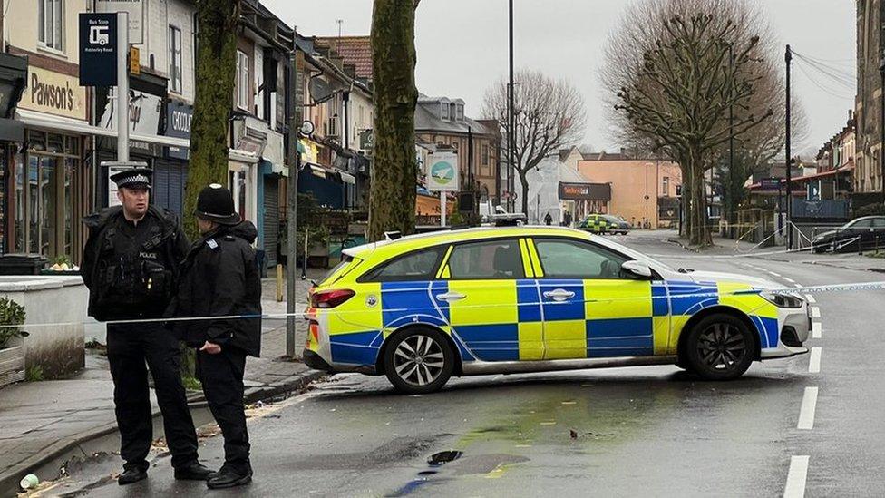 Cordoned off road after stabbing