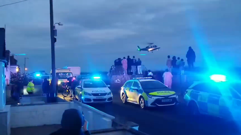 Police cars at the Jaywick Sands seafront