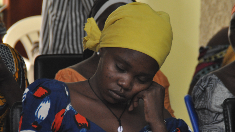 One of the released girls at a medical centre