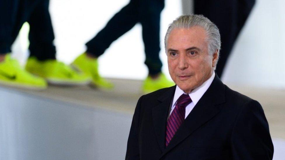 Michel Temer attends a ceremony with the Rio 2016 Olympic medallists, in Brasilia, on August 29, 2016.