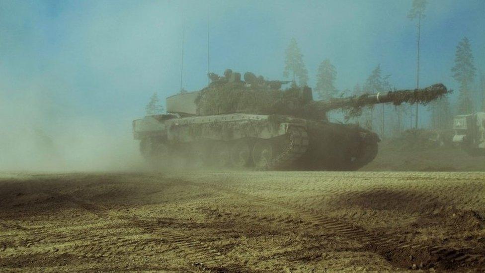 Challenger 2 tank on exercise