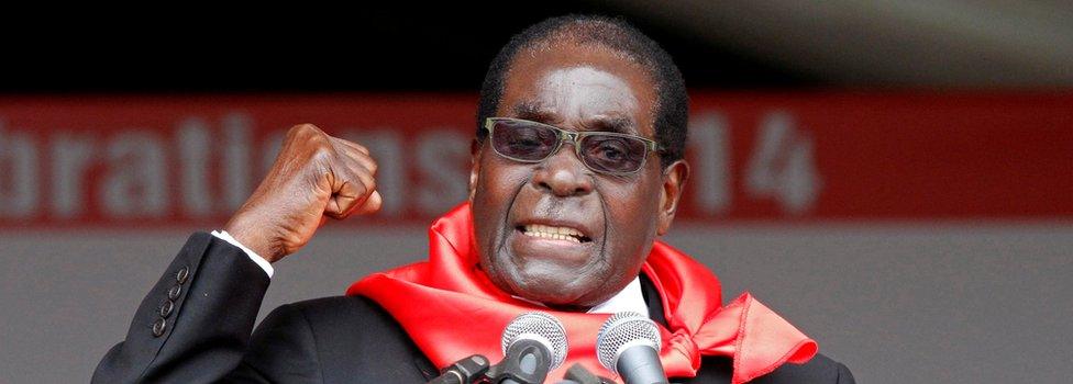 Zimbabwe President Robert Mugabe addresses supporters during celebrations to mark his 90th birthday