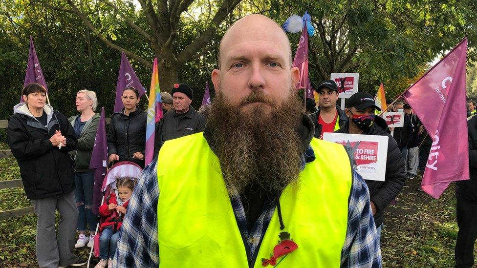 Clarks employee Trevor Stephens at rally