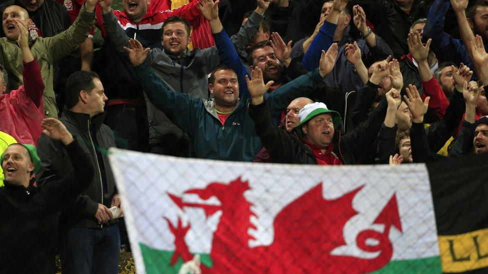 Wales fans cheer their team on during the Euro 2016 qualifier on Saturday