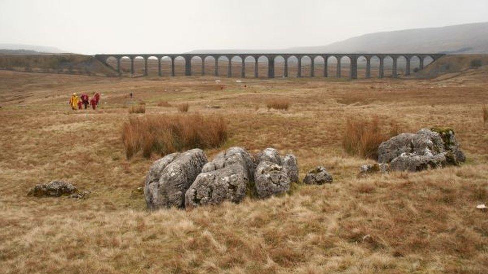 Cavers near Ribblehead viaduct