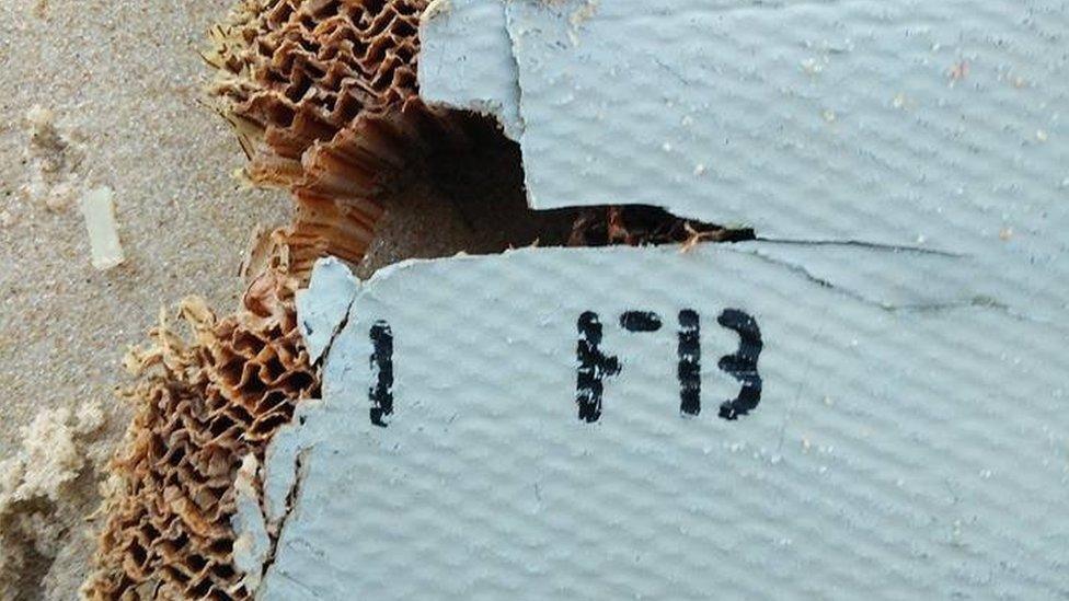 Close up of possible piece of MH370 debris found in Madagascar - June 2016