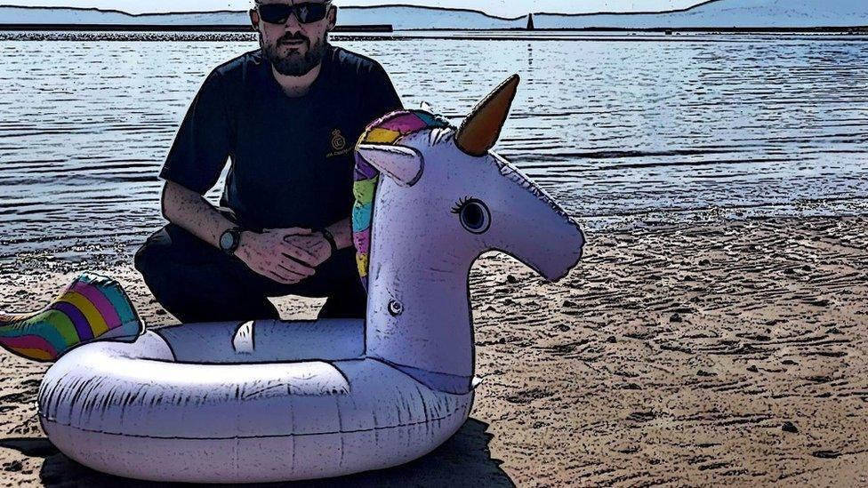 Coastguard with Inflatable unicorn