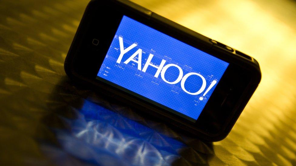 Yahoo logo on a smartphone