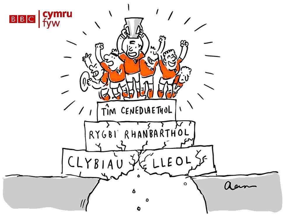 Cartwn rygbi Cymru - ar seiliau cadarn?