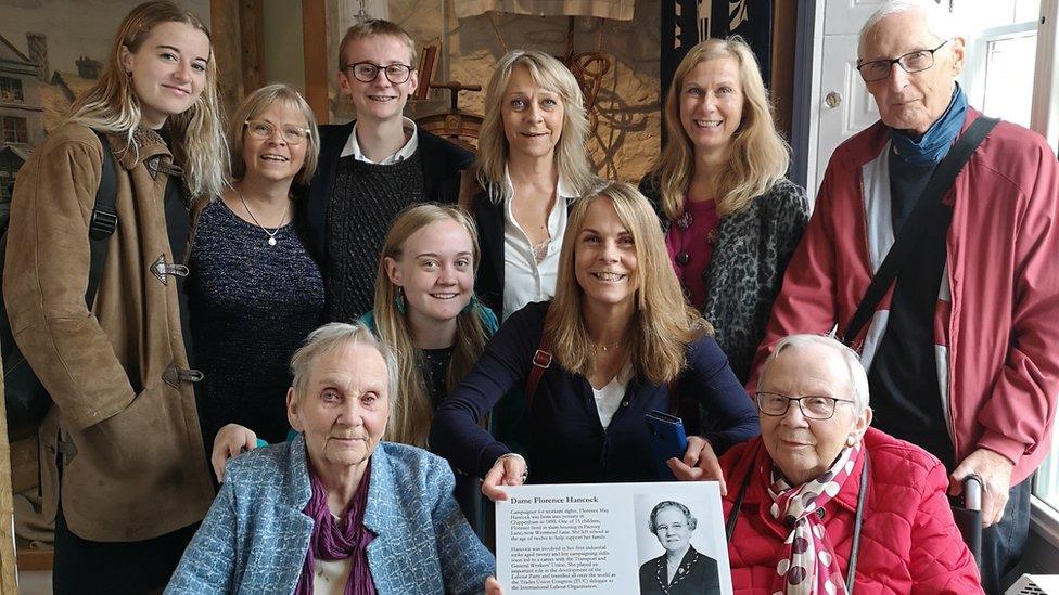 Dame Florence Hancock's nieces and family at Chippenham Museum for the unveiling